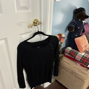 Black Sweater with Button Detail